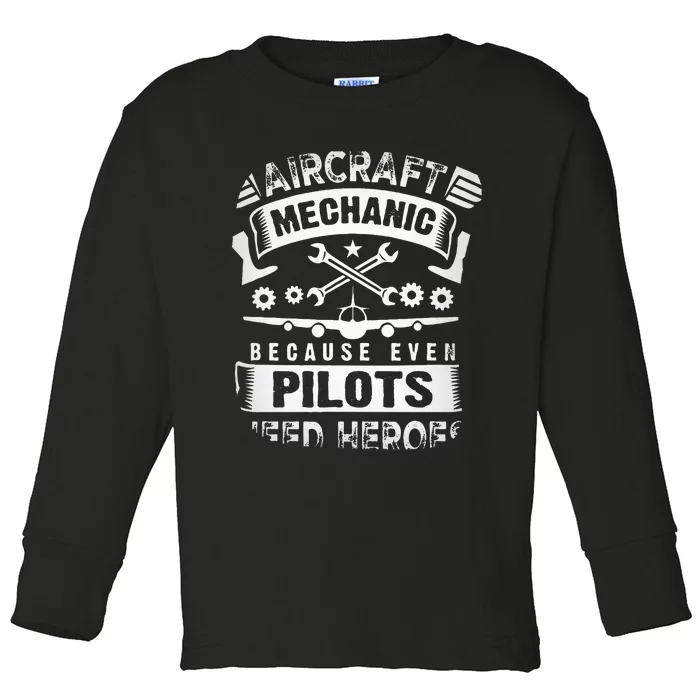 Airplane Mechanic Funny Aviation Technician Toddler Long Sleeve Shirt