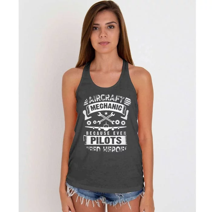 Airplane Mechanic Funny Aviation Technician Women's Knotted Racerback Tank