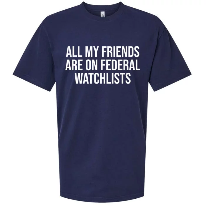 All My Friends Are On Federal Watch Lists Funny Sarcastic Sueded Cloud Jersey T-Shirt