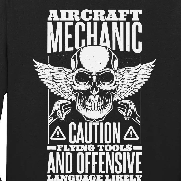 Aircraft Mechanic Flying Tools And Offensive Language, Plane Tall Long Sleeve T-Shirt