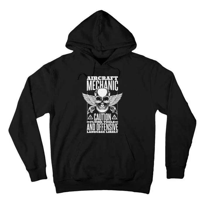 Aircraft Mechanic Flying Tools And Offensive Language, Plane Tall Hoodie