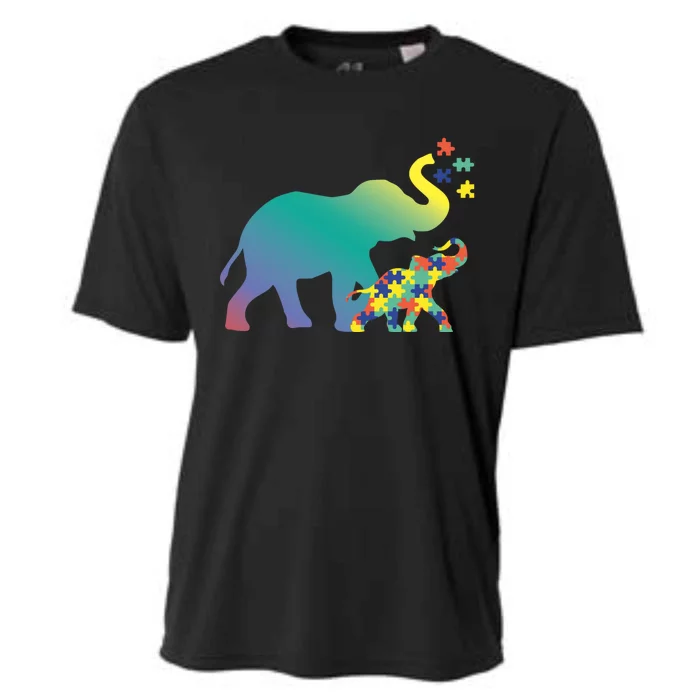 Autism Mom Gift Design Autism Awareness Elephant Cooling Performance Crew T-Shirt