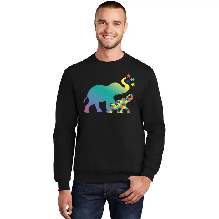 Autism Mom Gift Design Autism Awareness Elephant Tall Sweatshirt