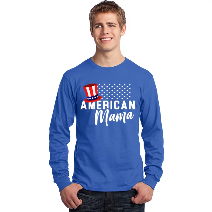 American Mama Gift Mom 4th Of July Gift Long Sleeve Shirt