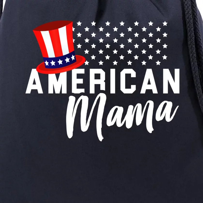 American Mama Gift Mom 4th Of July Gift Drawstring Bag