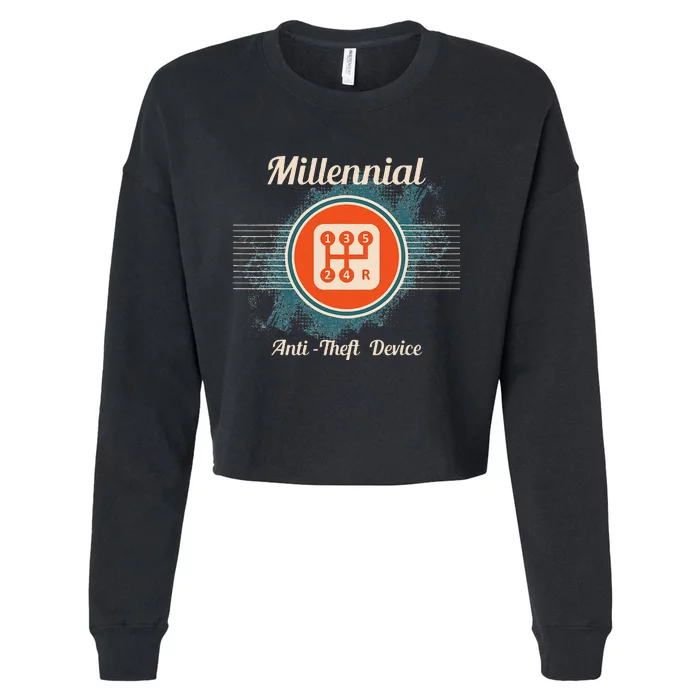 Automotive Millennial Gear Shift Anti Theft Vehicle Cropped Pullover Crew