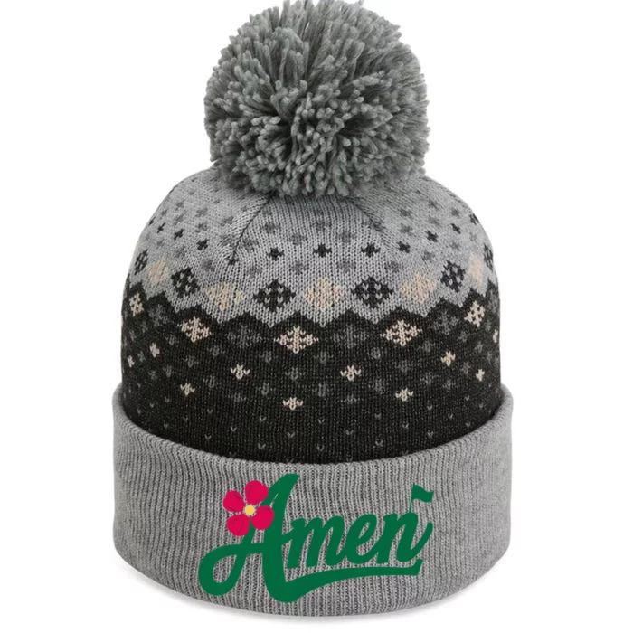 Amen Master Golf Tournament Golfing Girl Pink Flower The Baniff Cuffed Pom Beanie