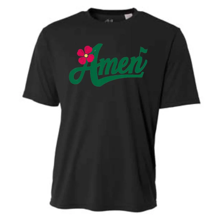 Amen Master Golf Tournament Golfing Girl Pink Flower Cooling Performance Crew T-Shirt