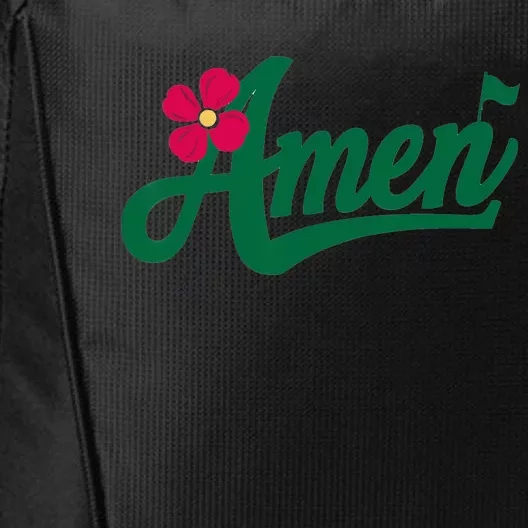 Amen Master Golf Tournament Golfing Girl Pink Flower City Backpack