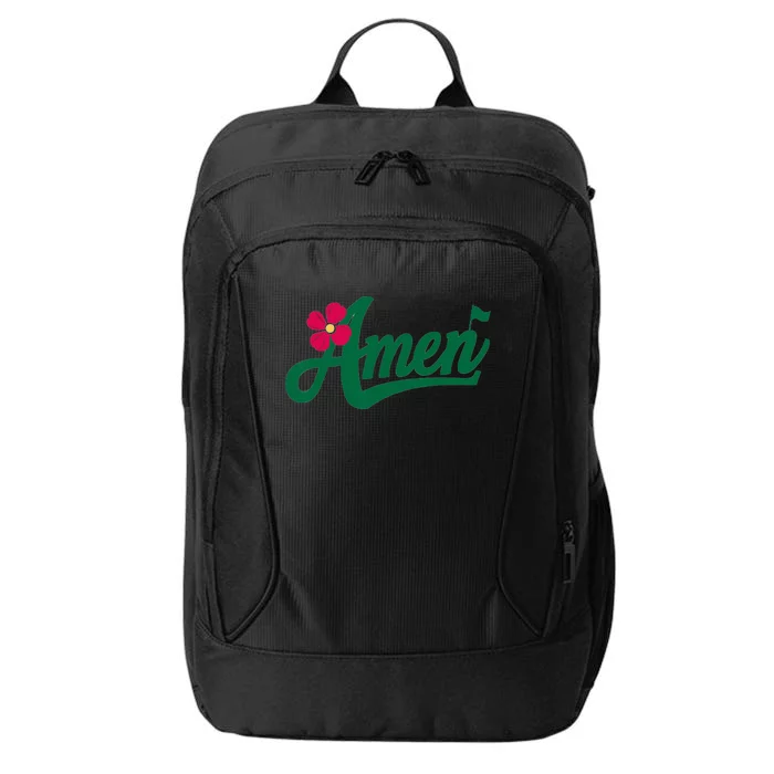 Amen Master Golf Tournament Golfing Girl Pink Flower City Backpack