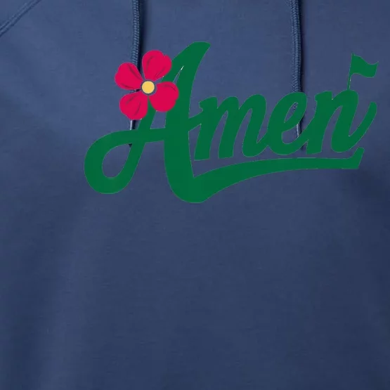 Amen Master Golf Tournament Golfing Girl Pink Flower Performance Fleece Hoodie