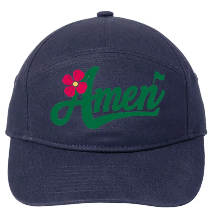 Amen Master Golf Tournament Golfing Girl Pink Flower 7-Panel Snapback Hat