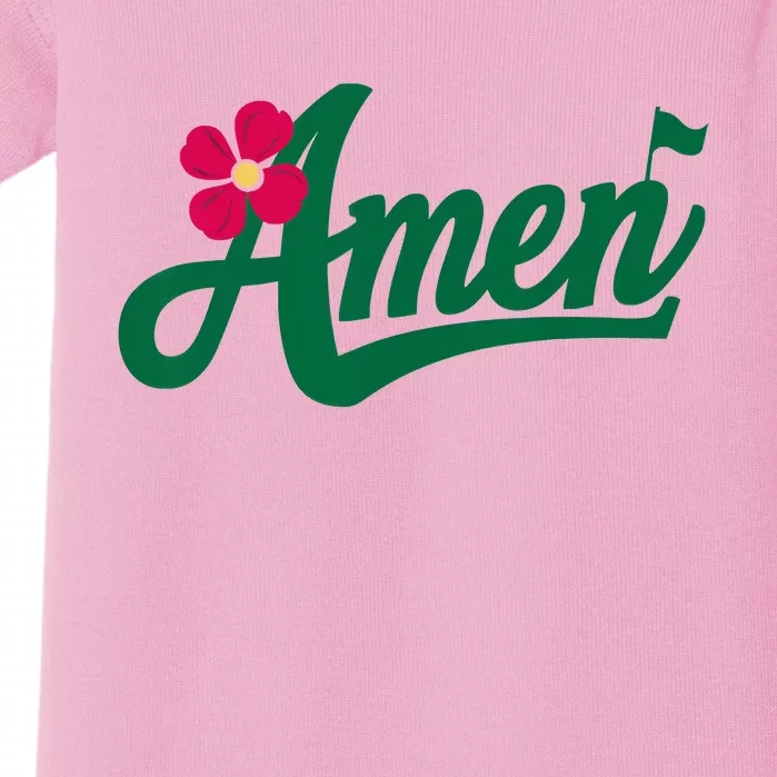 Amen Master Golf Tournament Golfing Girl Pink Flower Baby Bodysuit