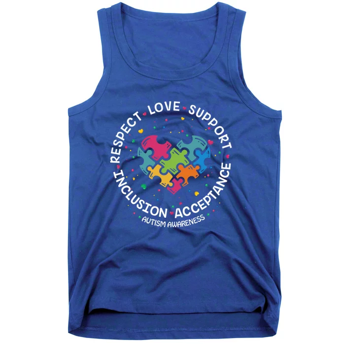 Autism Meaningful Gift Mom Dad Respect Love Support Autism Awareness Gift Tank Top