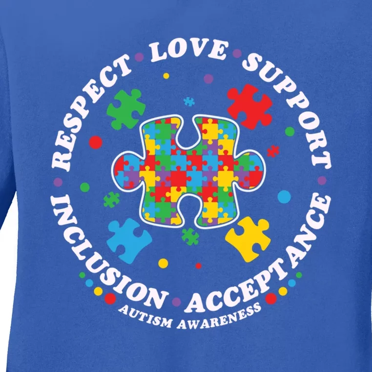 Autism Meaningful Gift Respect Love Support Autism Awareness Cool Gift Ladies Long Sleeve Shirt