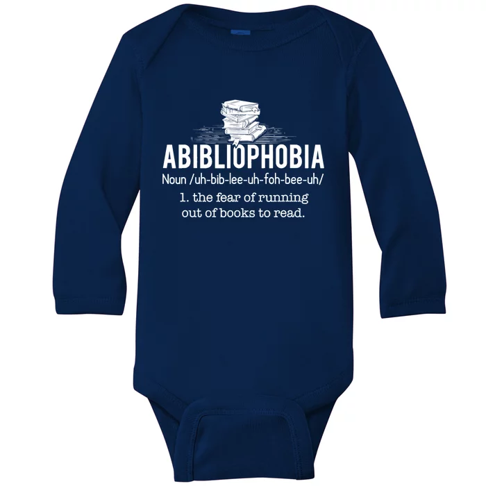 Abibliophobia Meaningful Gift Funny Reading Bookworm Reader Gift Baby Long Sleeve Bodysuit