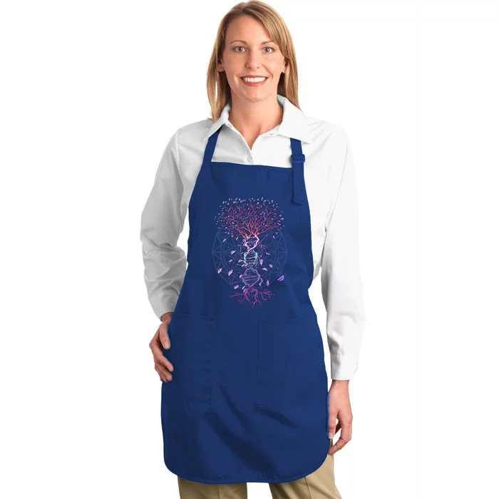 Abstract Madala Geometric Dna Tree Life Gift Esoteric Geometry Gift Full-Length Apron With Pocket