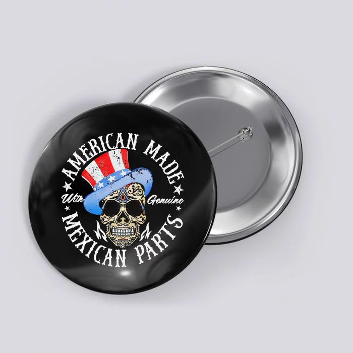 American Made Genuine Mexican Parts Skull Design Button