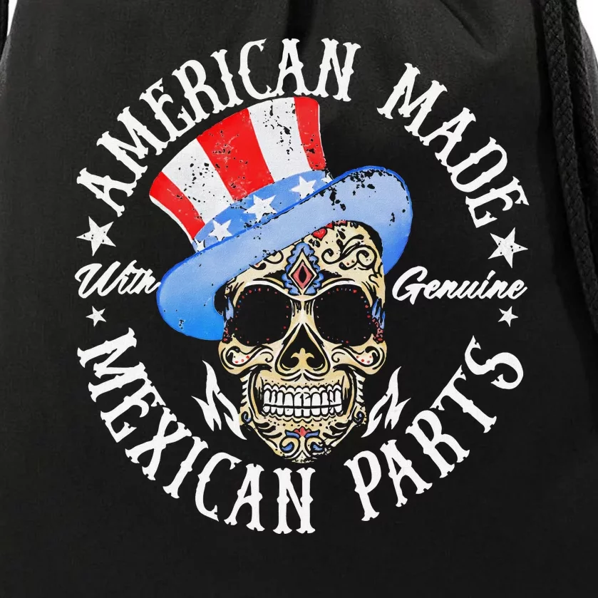 American Made Genuine Mexican Parts Skull Design Drawstring Bag