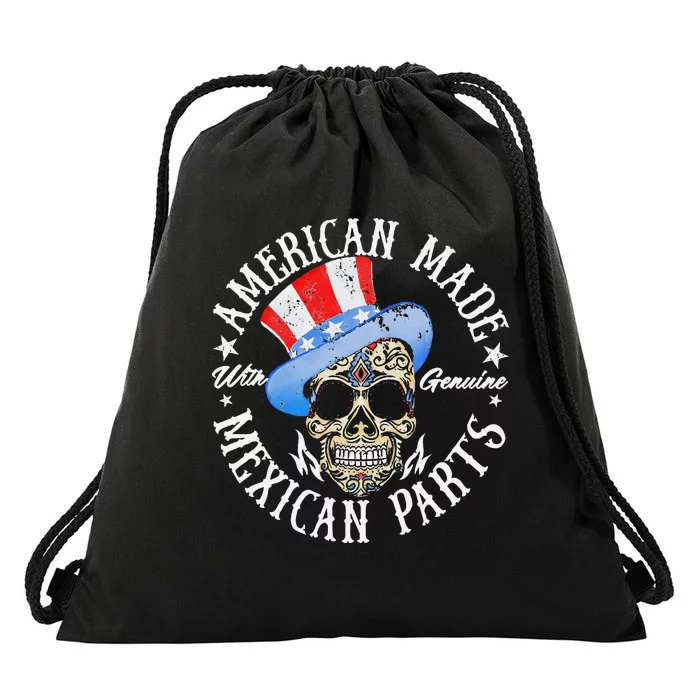 American Made Genuine Mexican Parts Skull Design Drawstring Bag