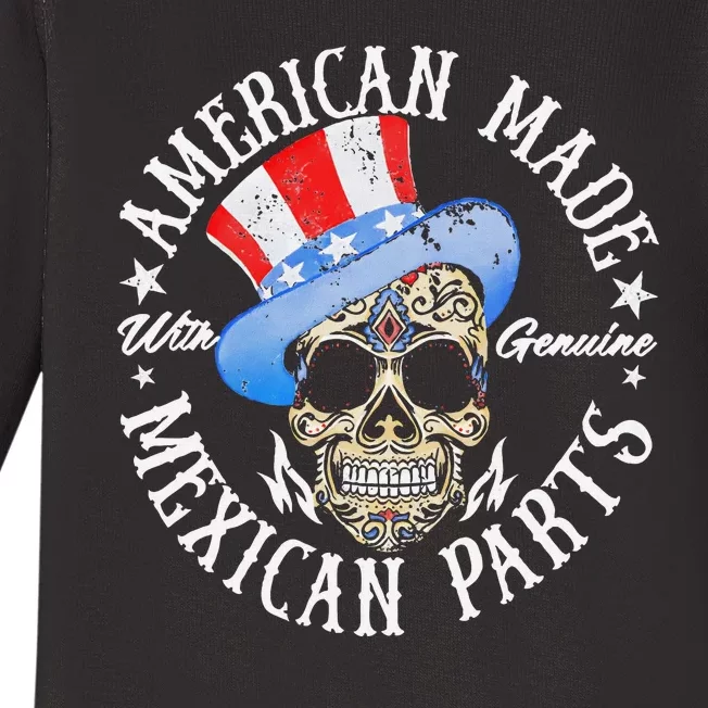 American Made Genuine Mexican Parts Skull Design Baby Long Sleeve Bodysuit