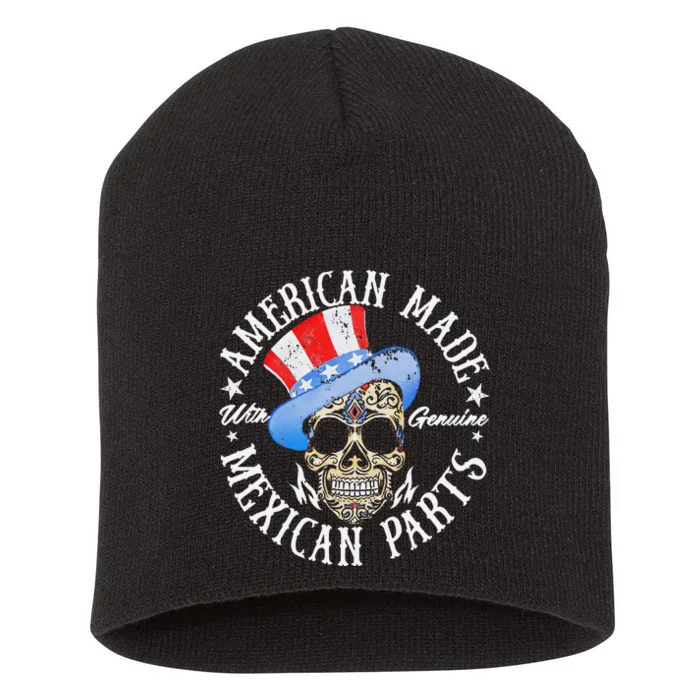 American Made Genuine Mexican Parts Skull Design Short Acrylic Beanie