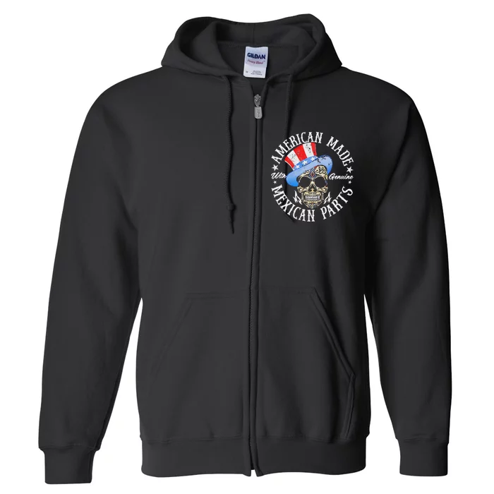 American Made Genuine Mexican Parts Skull Design Full Zip Hoodie