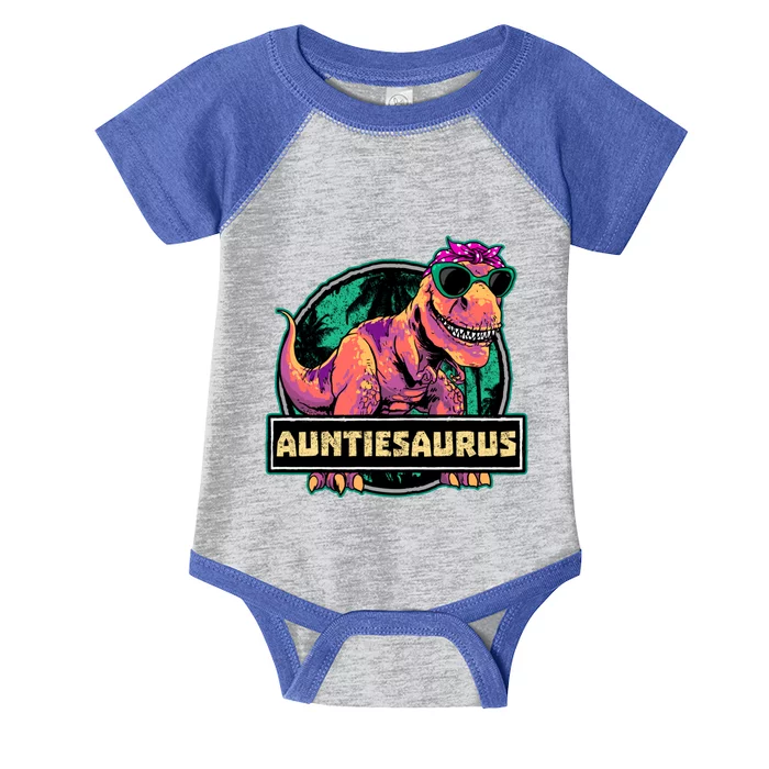 Auntiesaurus Meaningful Gift T Rex Auntie Saurus Dinosaur Aunt Gift Infant Baby Jersey Bodysuit