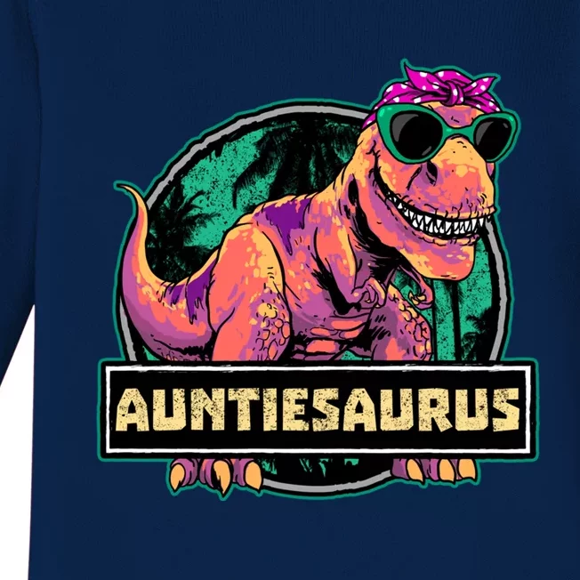 Auntiesaurus Meaningful Gift T Rex Auntie Saurus Dinosaur Aunt Gift Baby Long Sleeve Bodysuit