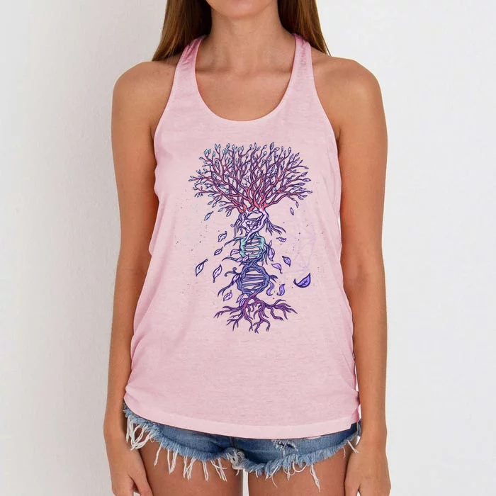 Abstract Madala Geometric Dna Tree Life Gift Esoteric Geometry Gift Women's Knotted Racerback Tank