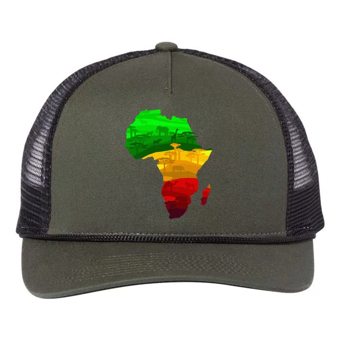 Africa Map Green Yellow Red Proud African Pride Juneteenth Retro Rope Trucker Hat Cap