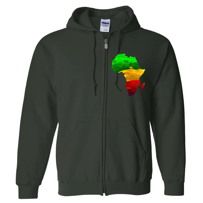 Africa Map Green Yellow Red Proud African Pride Juneteenth Full Zip Hoodie