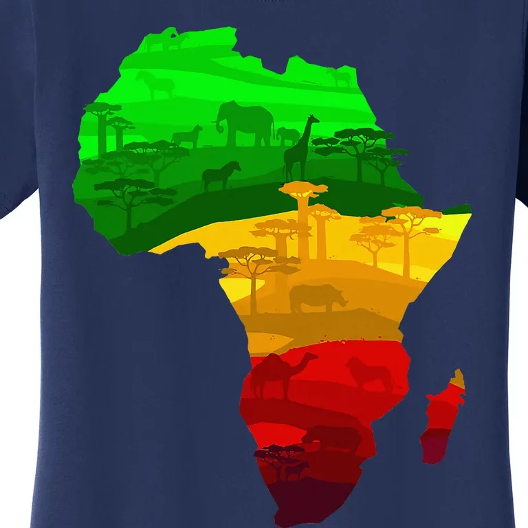 Africa Map Green Yellow Red Proud African Pride Juneteenth Women's T-Shirt