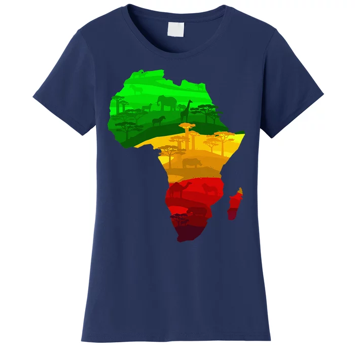 Africa Map Green Yellow Red Proud African Pride Juneteenth Women's T-Shirt