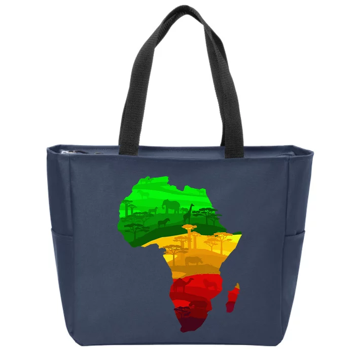 Africa Map Green Yellow Red Proud African Pride Juneteenth Zip Tote Bag