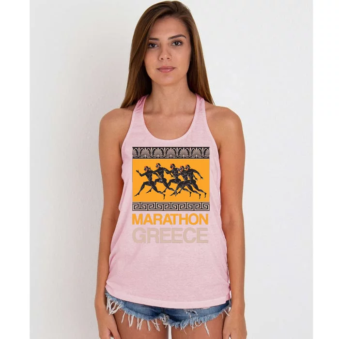 Athens Marathon Greece Women's Knotted Racerback Tank