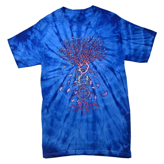 Abstract Madala Geometric Dna Tree Life Gift Esoteric Geometry Gift Tie-Dye T-Shirt