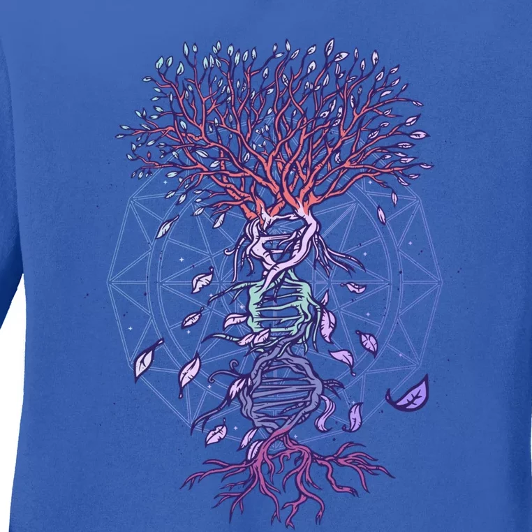 Abstract Madala Geometric Dna Tree Life Gift Esoteric Geometry Gift Ladies Long Sleeve Shirt