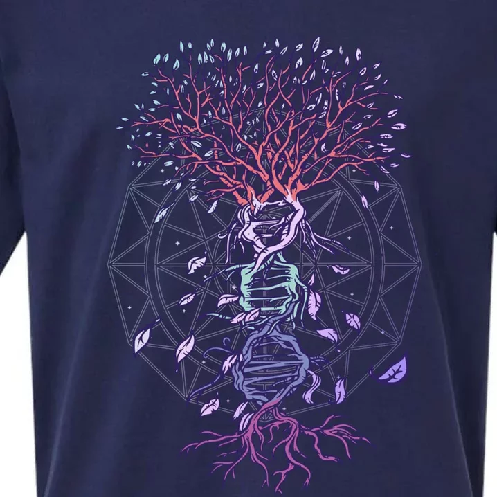 Abstract Madala Geometric Dna Tree Life Gift Esoteric Geometry Gift Sueded Cloud Jersey T-Shirt