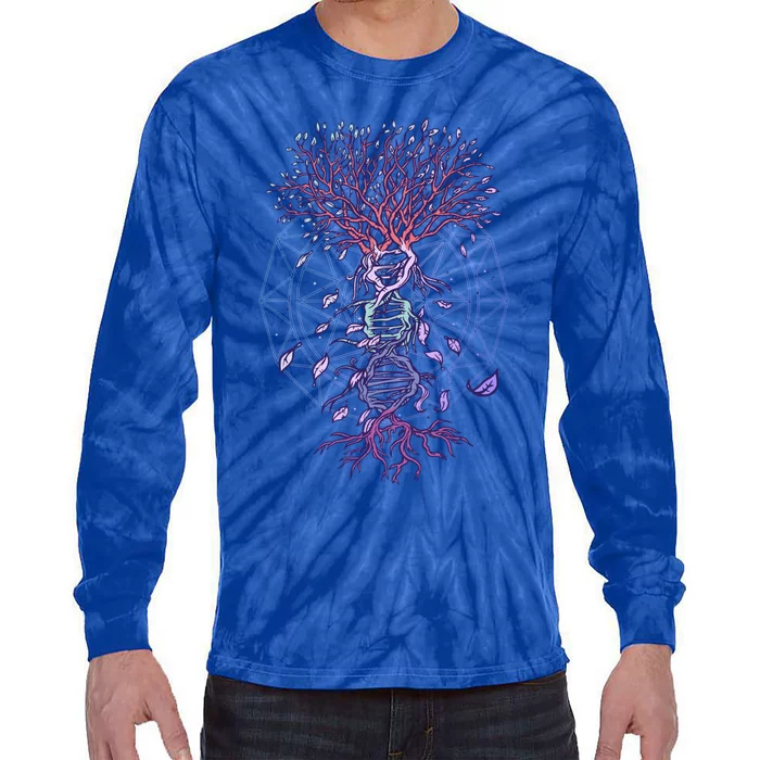 Abstract Madala Geometric Dna Tree Life Gift Esoteric Geometry Gift Tie-Dye Long Sleeve Shirt