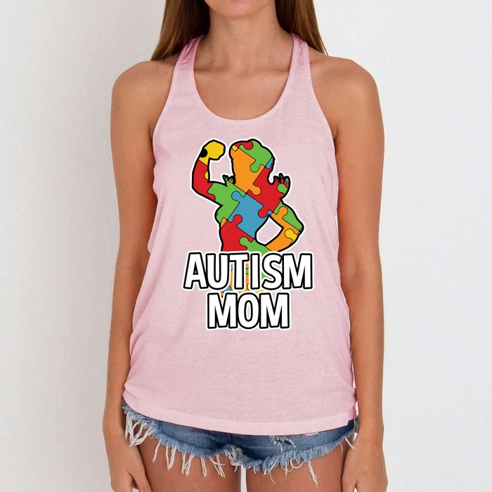 Autism Mom Gift Strong Mother Women's Knotted Racerback Tank