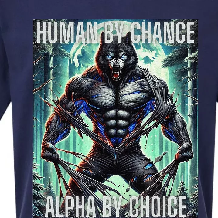 Alpha Male Human By Chance Alpha By Choice Alpha Wolf Sueded Cloud Jersey T-Shirt