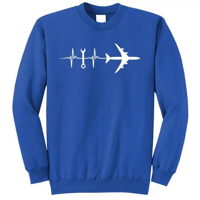 Airplane Mechanic Heartbeat Plane Planes Cool Gift Tall Sweatshirt