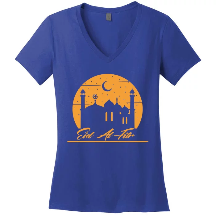 Alhamdulillah Muslim Holidays Islamic Eid Al Fitr Gift Women's V-Neck T-Shirt