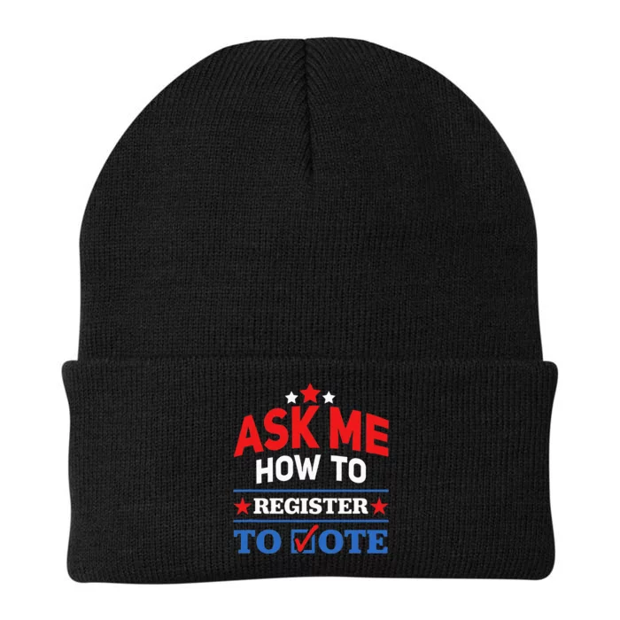 Ask Me How To Register To Vote Election Voter Registration Knit Cap Winter Beanie