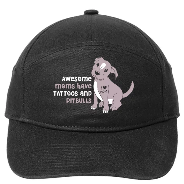 Awesome Moms Have Tattoos Pit Bull Terrier 7-Panel Snapback Hat