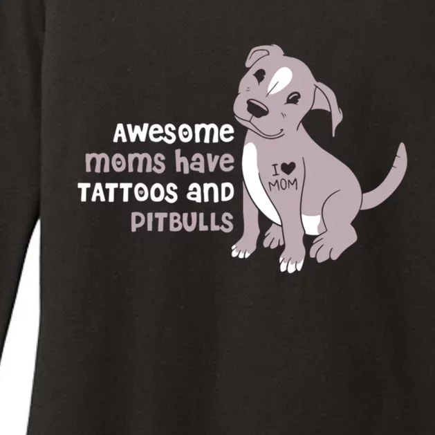 Awesome Moms Have Tattoos Pit Bull Terrier Womens CVC Long Sleeve Shirt