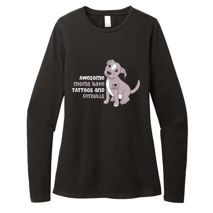 Awesome Moms Have Tattoos Pit Bull Terrier Womens CVC Long Sleeve Shirt