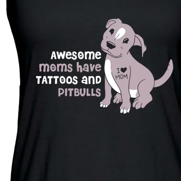 Awesome Moms Have Tattoos Pit Bull Terrier Ladies Essential Flowy Tank