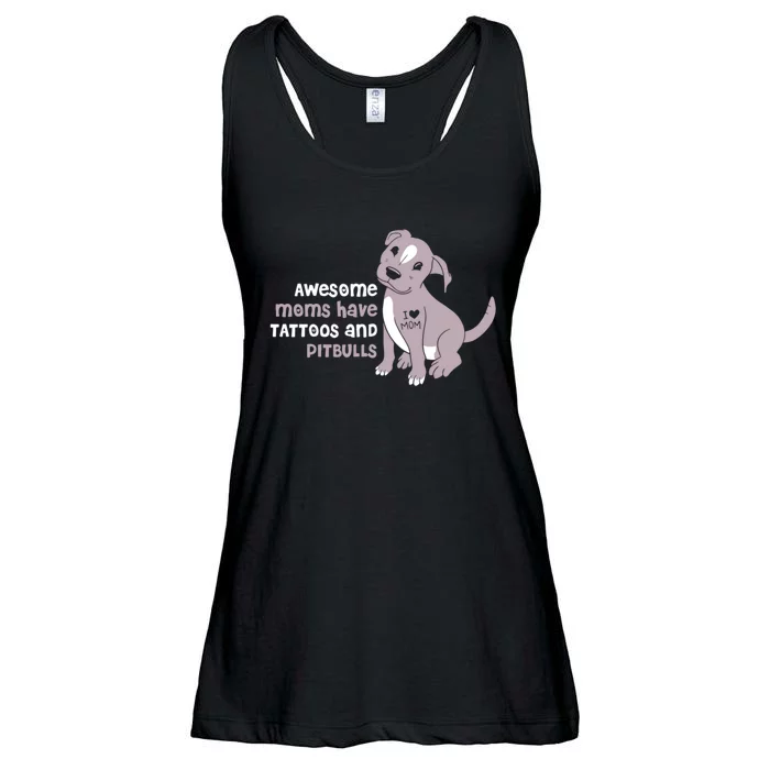 Awesome Moms Have Tattoos Pit Bull Terrier Ladies Essential Flowy Tank